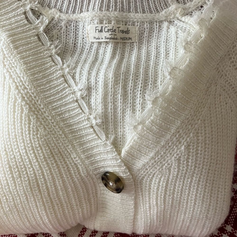 Full Circle Trends Cream Cardigan Sweater